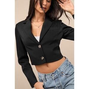 Lulus Ionela Black Cropped Blazer - Size L